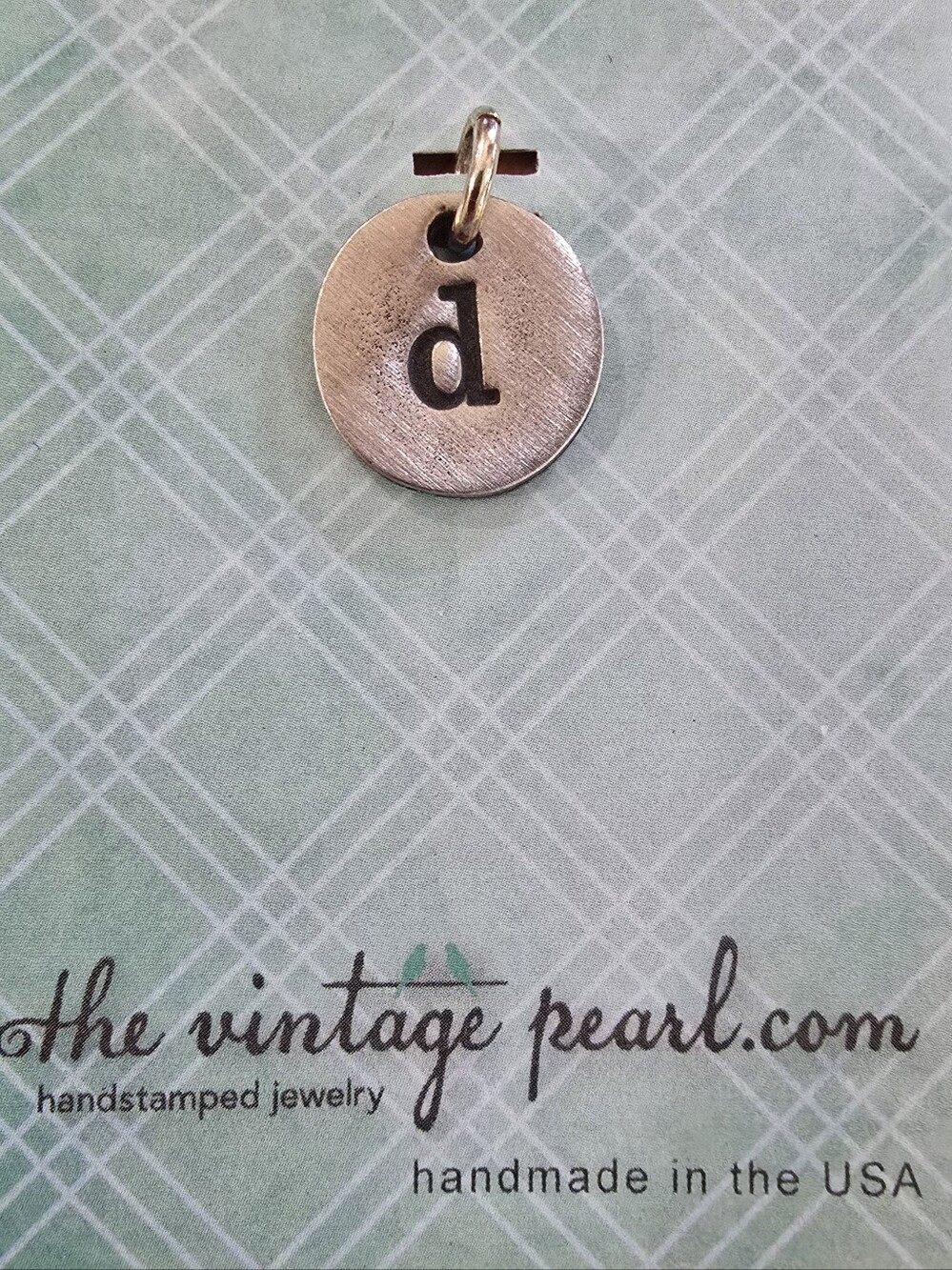 Handstamped Silver Initial 'd' Charm Pendant -